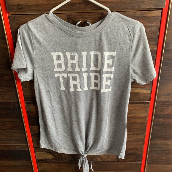 Bride Tribe front tie t-shirt Grey BNWT  S - Picture 2 of 8
